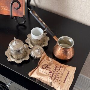 Copper Turkish Coffee Pot (Cezve) with Black Handle - Traditional Copper Finish